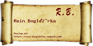 Rein Boglárka névjegykártya